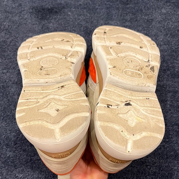 Chloe Tan and Orange Sonnie Strap Sneaker - Picture 6 of 7